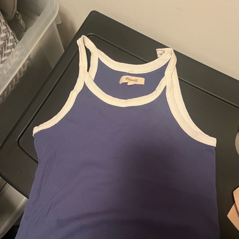 Madewell Blue Tank with White Trim